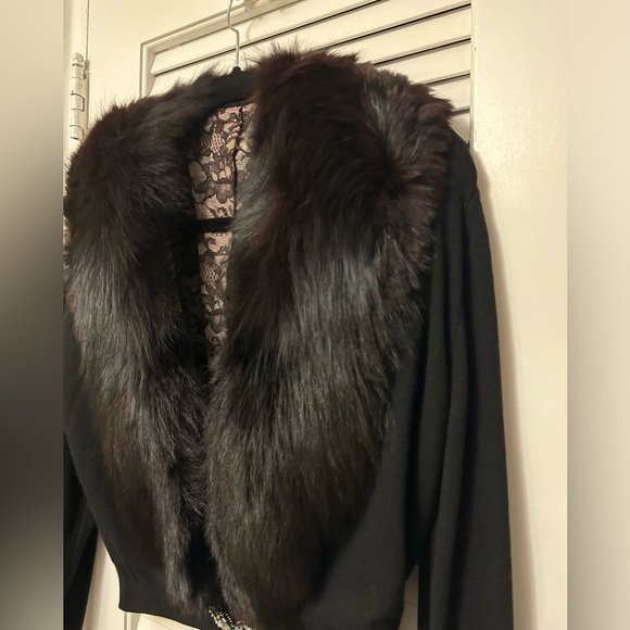Vintage RARE Harel Fox Fur Collar Cashmere Sweater Size Medium - Picture 8 of 12